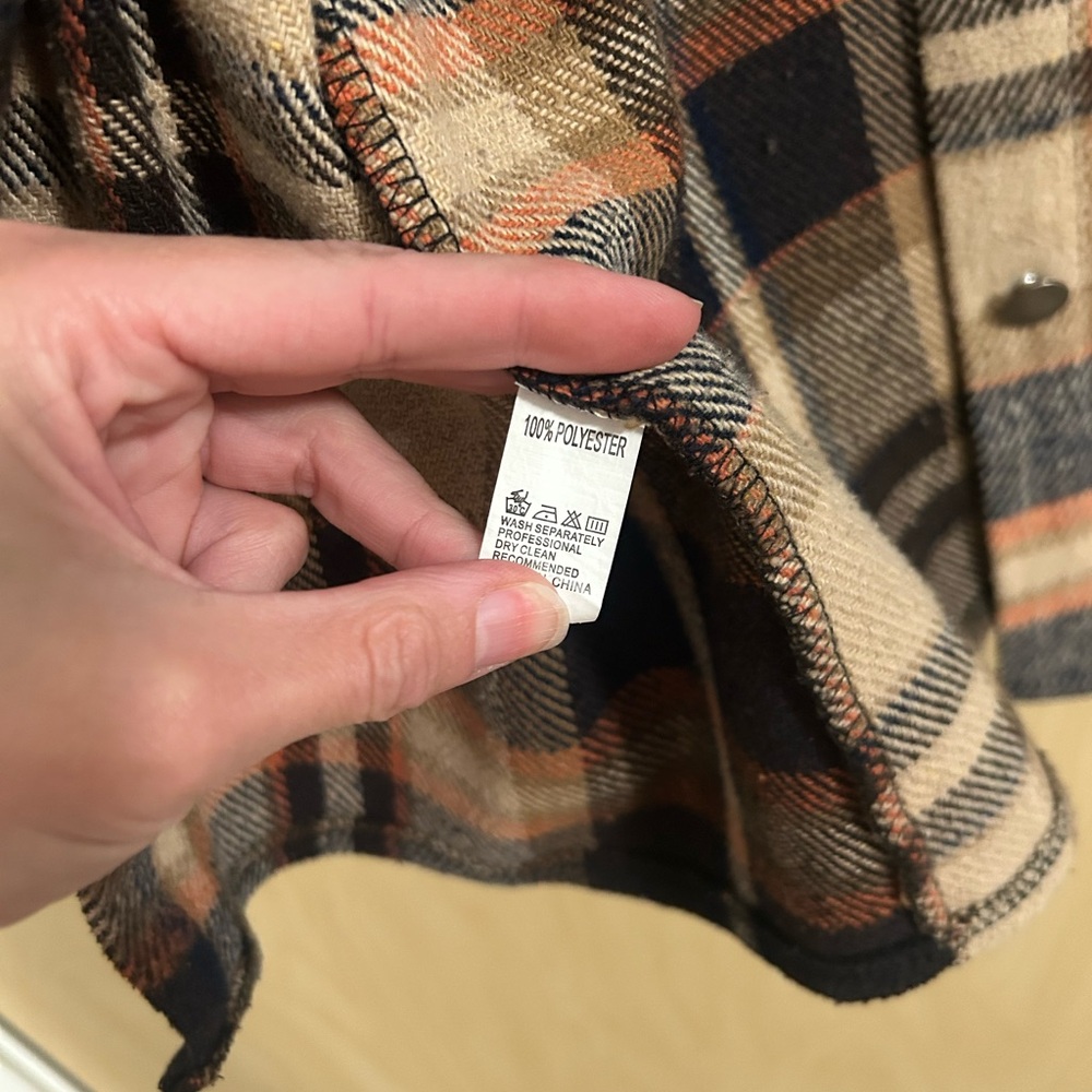 Oversized Flannel Shirt Jacket Shacket Plaid Flannel Button up Small - Picture 5 of 8
